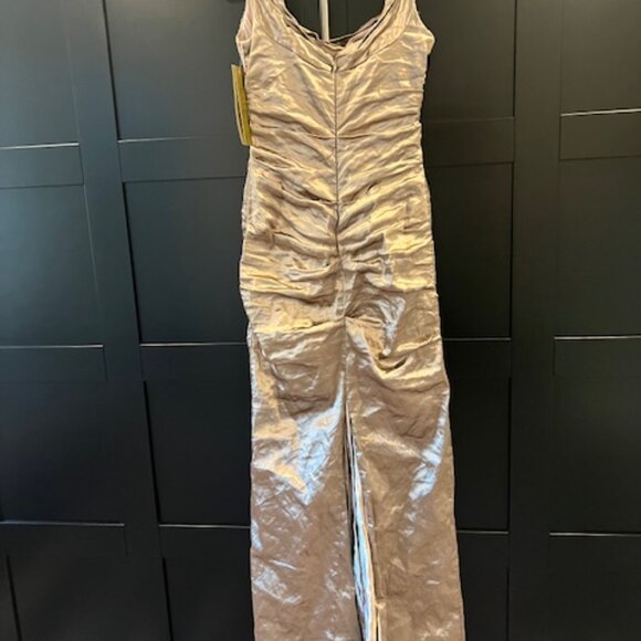 Nicole Miller Ruched Evening Gown, Size 8, Champaign color - Picture 4 of 9